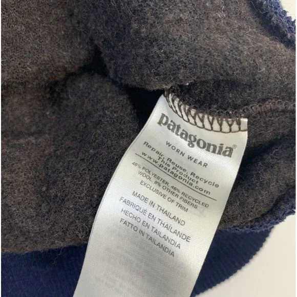 Patagonia Woolyester Fleece Pullover Zip Logwood Brown Navy 269490 Mens Large - Picture 10 of 11